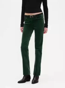 Slim straight-bukser i fløyel med lav midje i 90-tallsstil