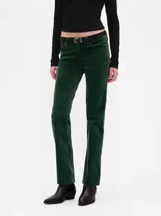 Slim straight-bukser i fløyel med lav midje i 90-tallsstil