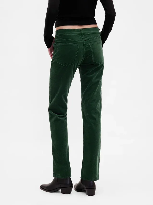 Slim straight-bukser i fløyel med lav midje i 90-tallsstil