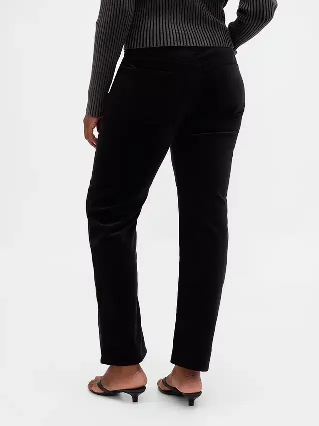 Slim straight-bukser i fløyel med lav midje i 90-tallsstil