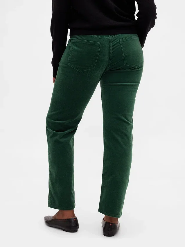 Slim straight-bukser i fløyel med lav midje i 90-tallsstil