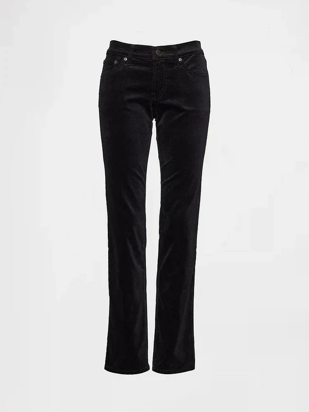 Slim straight-bukser i fløyel med lav midje i 90-tallsstil
