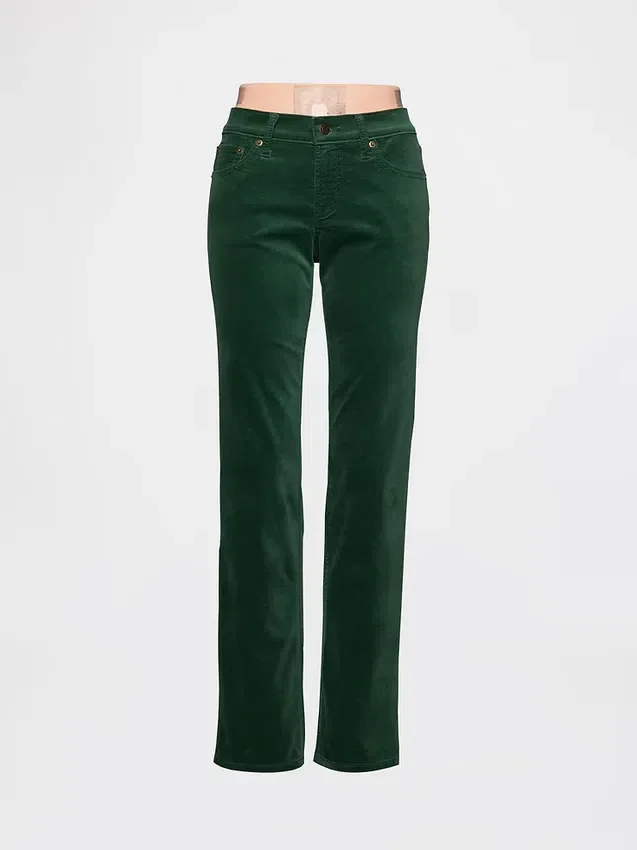 Slim straight-bukser i fløyel med lav midje i 90-tallsstil