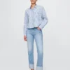 Slim straight-Jeans med høy midje og oppbrettede bukseben i 90-tallsstil