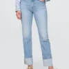 Slim straight-Jeans med høy midje og oppbrettede bukseben i 90-tallsstil