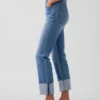 Slim straight-Jeans med høy midje og oppbrettede bukseben i 90-tallsstil