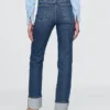 Slim straight-Jeans med høy midje og oppbrettede bukseben i 90-tallsstil
