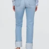 Slim straight-Jeans med høy midje og oppbrettede bukseben i 90-tallsstil