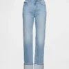 Slim straight-Jeans med høy midje og oppbrettede bukseben i 90-tallsstil