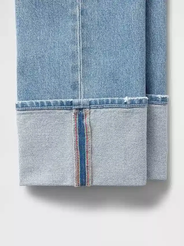 Slim straight-Jeans med høy midje og oppbrettede bukseben i 90-tallsstil