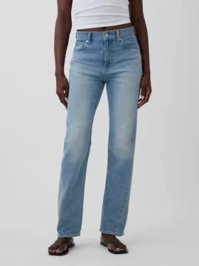 Slim straight-Jeans med høy midje og vridde sømmer i 90-tallsstil