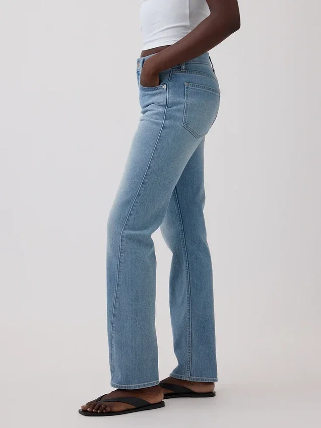 Slim straight-Jeans med høy midje og vridde sømmer i 90-tallsstil