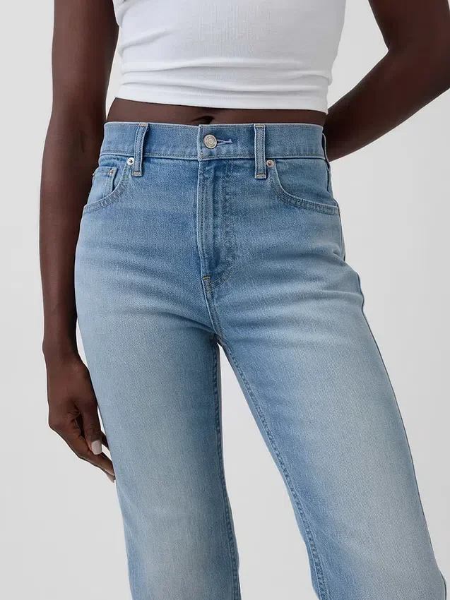 Slim straight-Jeans med høy midje og vridde sømmer i 90-tallsstil