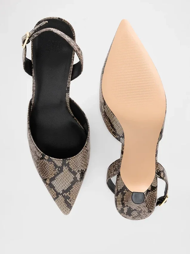 Slingback-sko med lav hæl
