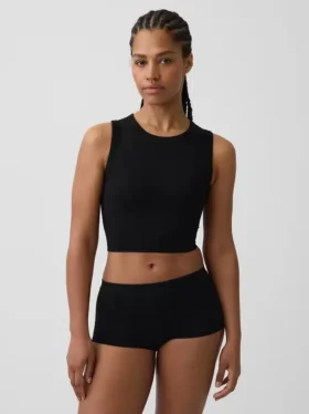 Sømløs, ribbet, kort topp