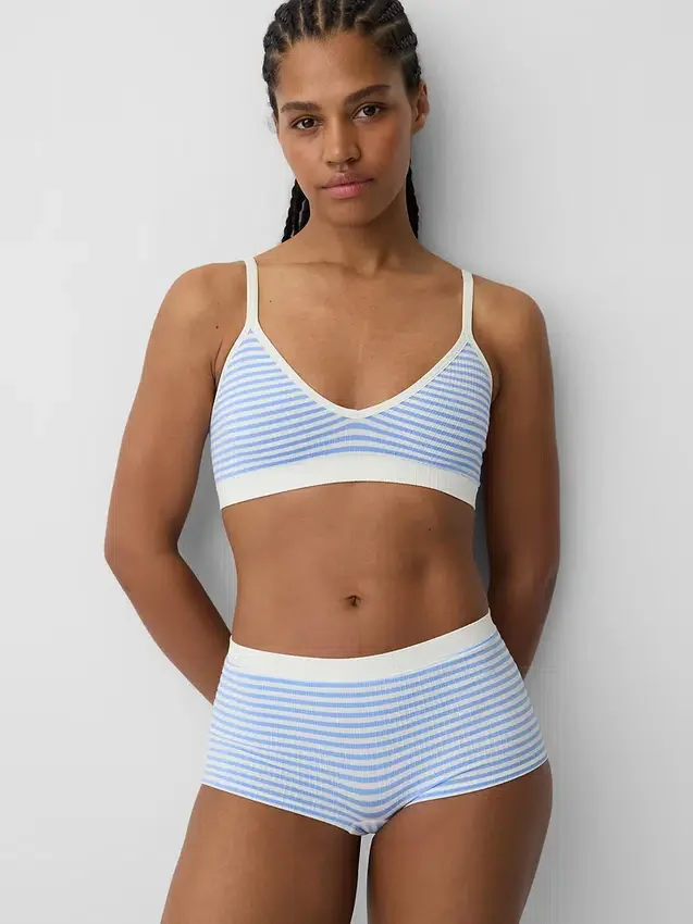 Sømløs, ribbet trekant-bralette