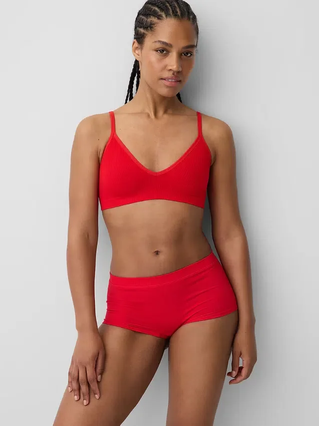 Sømløs, ribbet trekant-bralette
