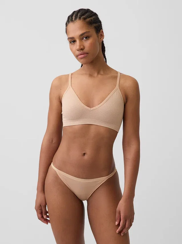 Sømløs, ribbet trekant-bralette