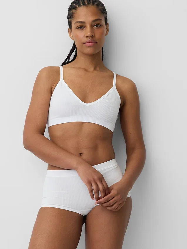 Sømløs, ribbet trekant-bralette