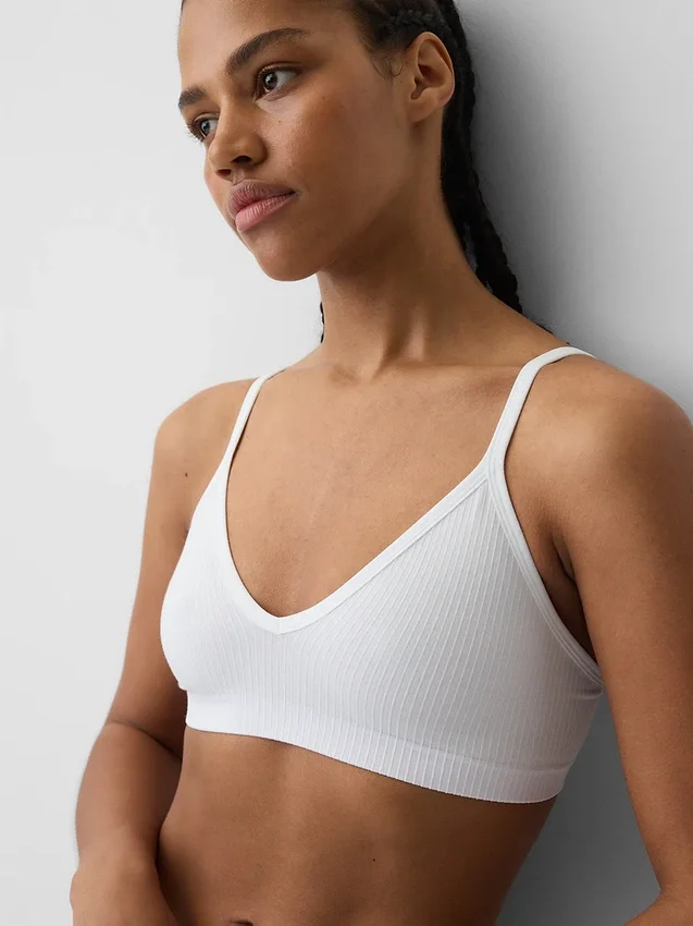 Sømløs, ribbet trekant-bralette