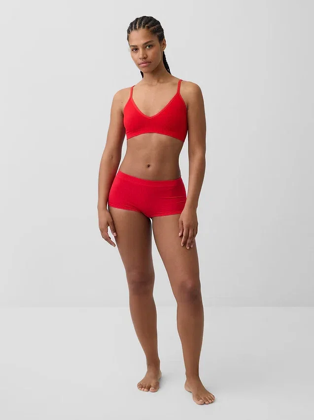 Sømløs, ribbet trekant-bralette