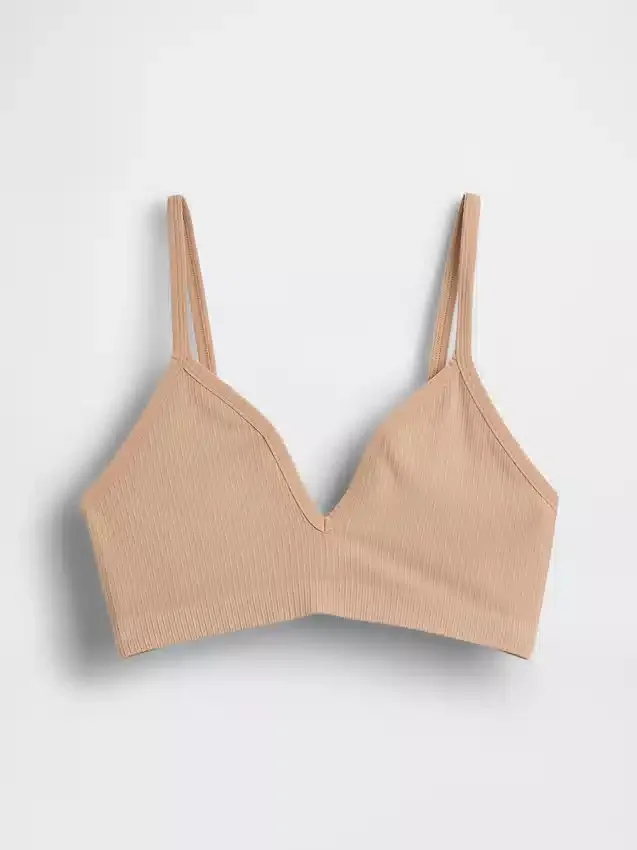 Sømløs, ribbet trekant-bralette