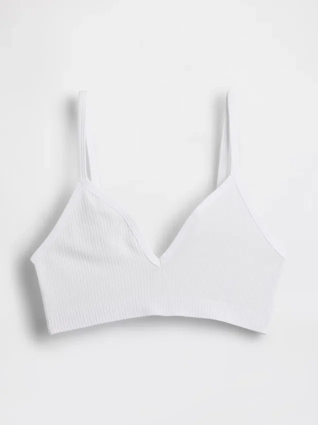 Sømløs, ribbet trekant-bralette