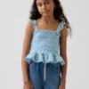 Smocket peplum-top i bomullsgas for barn
