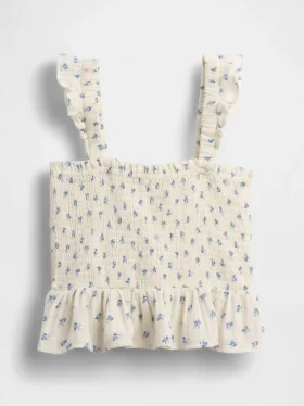 Smocket peplum-top i bomullsgas for barn