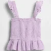 Smocket peplum-top i bomullsgas for barn