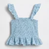 Smocket peplum-top i bomullsgas for barn