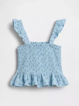 Smocket peplum-top i bomullsgas for barn