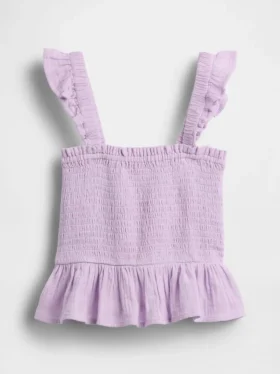 Smocket peplum-top i bomullsgas for barn