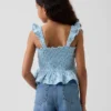 Smocket peplum-top i bomullsgas for barn