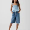 Smocket peplum-top i bomullsgas for barn