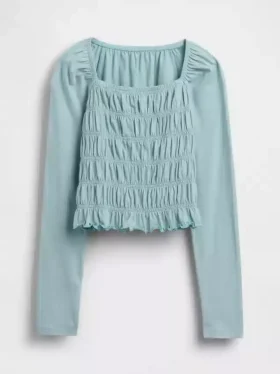 Smocket topp med firkantet hals til barn