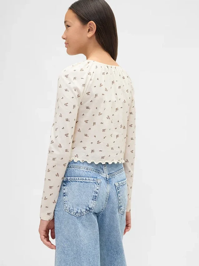 Smocket topp med firkantet hals til barn