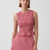 Smokket peplum-top i gingham