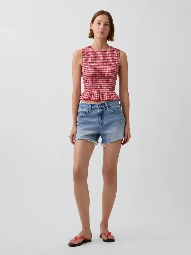 Smokket peplum-top i gingham