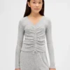 Softspun ribbet topp med rynker for barn