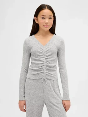 Softspun ribbet topp med rynker for barn