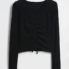Softspun ribbet topp med rynker for barn