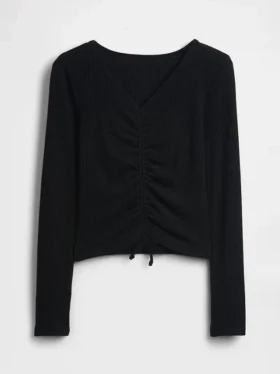 Softspun ribbet topp med rynker for barn