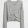 Softspun ribbet topp med rynker for barn