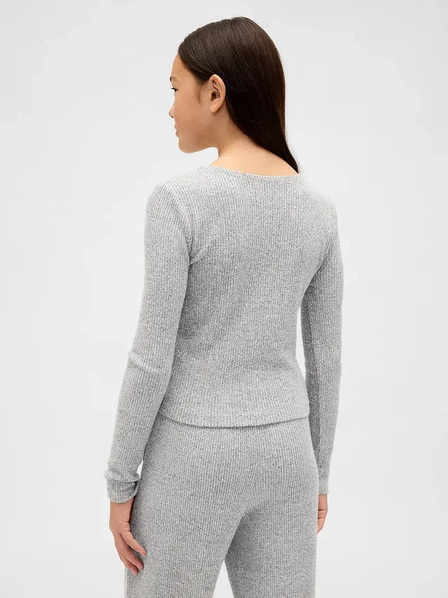 Softspun ribbet topp med rynker for barn