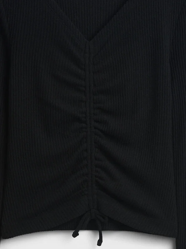 Softspun ribbet topp med rynker for barn