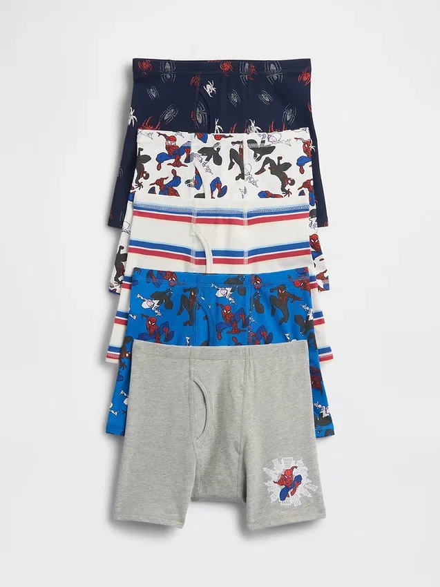 Spider-Man-boxershorts i økologisk, elastisk bomull for barn (5-pakning)