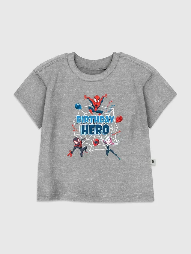 Spiderman-grafisk T-skjorte med «Birthday Hero»-motiv for småbarn