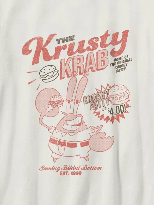 Spongebob Krusty Krab-T-skjorte med grafisk trykk for barn