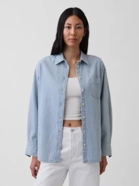 Stor denimskjorte med striper